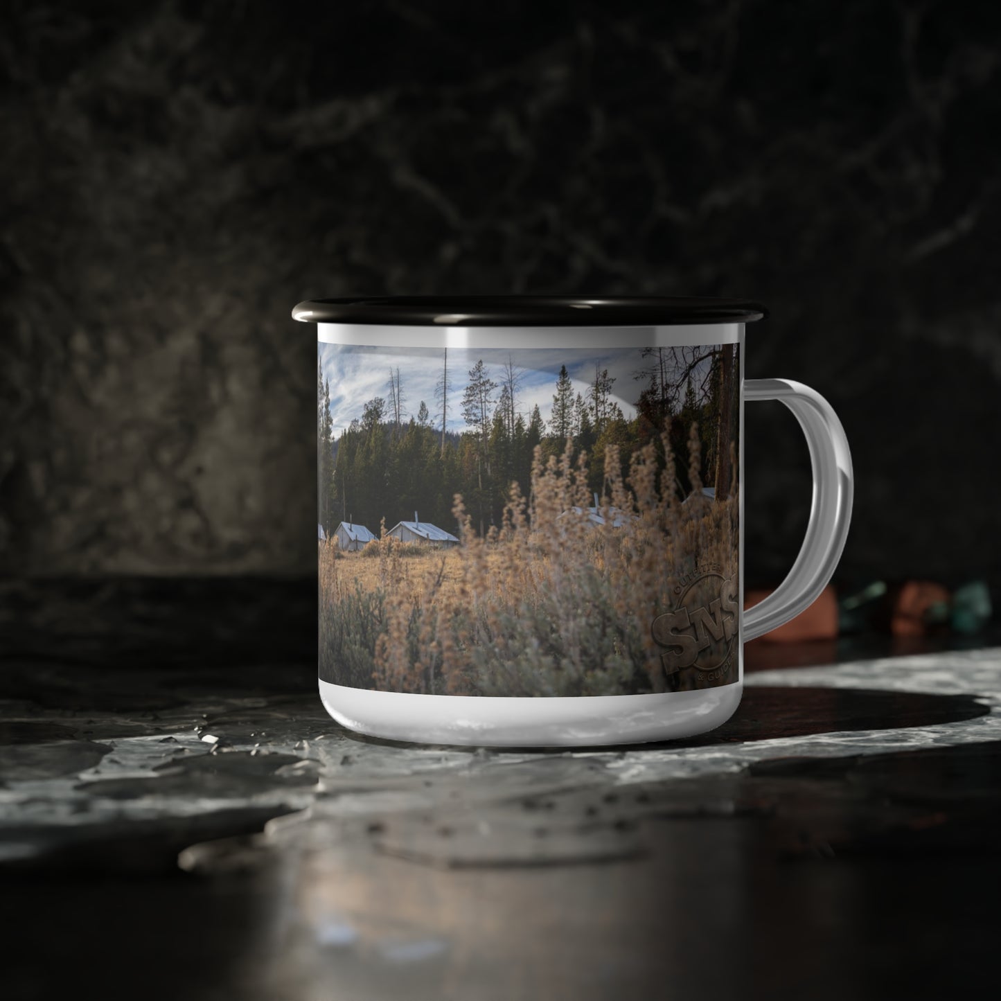 SNS Enamel Camp Mug | Wyoming Hunting Camp Coffee Cup